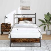vidaXL Sängram utan madrass rökfärgad ek 75x190 cm konstruerad trä