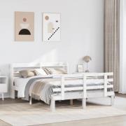 vidaXL Sängram med huvudgavel utan madrass vit 140x190 cm