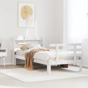 vidaXL Sängram med huvudgavel vit 75x190 cm massivt furu