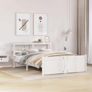 vidaXL Sängram med huvudgavel vit 150x200 cm massiv furu