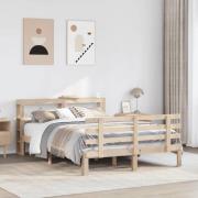 vidaXL Sängram med huvudgavel 160x200 cm massiv furu