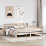 vidaXL Sängram med huvudgavel 200x200 cm massiv furu