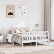 vidaXL Sängram med huvudgavel utan madrass vit 160x200 cm