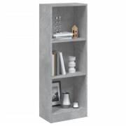 vidaXL Bokhylla 3 hyllor betonggrå 40x24x109 cm konstruerat trä