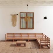 vidaXL Loungegrupp 9 delar honungbrun massiv furu