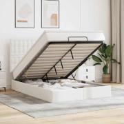 vidaXL Ottoman sängram med madrass vit 140x200 cm konstläder