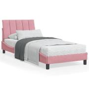 vidaXL Säng med madrass rosa 90x200 cm sammet