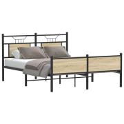 vidaXL Sängram utan madrass sonoma-ek 140x190 cm konstruerad trä