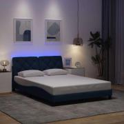 vidaXL Sängram med LED utan madrass blå 120x200 cm tyg