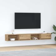 vidaXL TV-bänkar 2 st hantverksmässig ek 100x31x25,5cm konstruerat trä