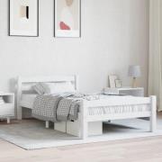 vidaXL Sängram utan madrass vit massiv furu 90x200 cm