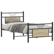 vidaXL Sängram utan madrass sonoma-ek 90x190 cm konstruerad trä