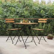 vidaXL Hopfällbart caféset 3 delar massiv teak och stål