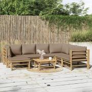 vidaXL Loungegrupp 8 delar taupe dynor bambu