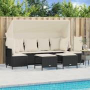vidaXL Loungegrupp för trädgården med dynor 5 delar svart konstrotting