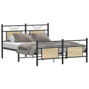 vidaXL Sängram utan madrass sonoma-ek 137x190 cm konstruerad trä
