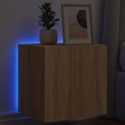 vidaXL Väggmonterad tv-bänk LED sonoma-ek 40,5x35x40 cm
