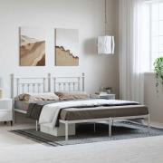 vidaXL Sängram med huvudgavel metall vit 183x213 cm