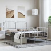 vidaXL Sängram med huvudgavel och fotgavel vit metall 135x190 cm