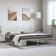 vidaXL Sängram med huvudgavel metall vit 193x203 cm