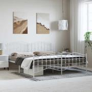 vidaXL Sängram med huvudgavel och fotgavel vit metall 183x213 cm