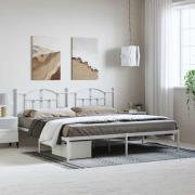 vidaXL Sängram med huvudgavel metall vit 193x203 cm