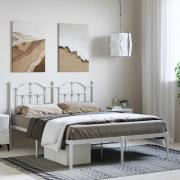 vidaXL Sängram med huvudgavel metall vit 135x190 cm