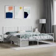 vidaXL Sängram med huvudgavel och fotgavel vit metall 183x213 cm