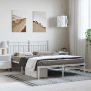 vidaXL Sängram med huvudgavel metall vit 135x190 cm
