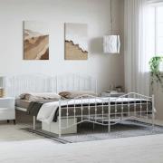vidaXL Sängram med huvudgavel och fotgavel vit metall 193x203 cm