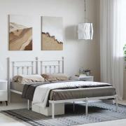 vidaXL Sängram med huvudgavel metall vit 150x200 cm