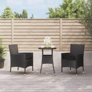 vidaXL Caféset med dynor 3 delar konstrotting svart