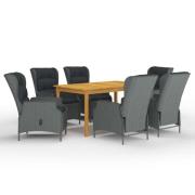 vidaXL Matgrupp för trädgården 7 delar ljusgrå