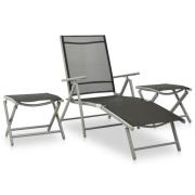 vidaXL Loungegrupp för trädgården 3 delar textilen och aluminium silve...