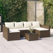 vidaXL Loungegrupp med dynor 2 delar brun konstrotting