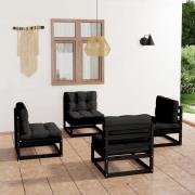 vidaXL Loungegrupp med dynor 4 delar massiv furu