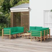 vidaXL Loungegrupp 9 delar gröna dynor bambu