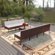 vidaXL Loungegrupp med dynor 8 delar konstrotting brun