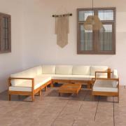 vidaXL 9-delad trädgårdsloungegrupp med kuddar 100x60 cm akaciaträ