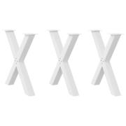 vidaXL Matbordsben X-formad 3 st vit 70x(72-73) cm stål