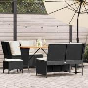 vidaXL Loungegrupp för trädgården med dynor 5 delar svart konstrotting