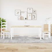 vidaXL Matgrupp 3 delar "Panama" vit massiv trä furu