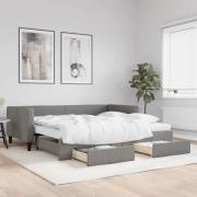 vidaXL Dagbädd utdragbar med lådor mörkgrå 100x200 cm tyg