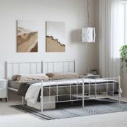 vidaXL Sängram med huvudgavel och fotgavel vit metall 193x203 cm