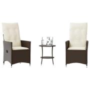 vidaXL Bistrogrupp med dynor 3 delar brun konstrotting