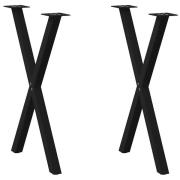 vidaXL Matbordsben X-formad 2 st svart 57x(72-73) cm stål