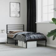 vidaXL Sängram med huvudgavel metall svart 100x190 cm