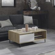 vidaXL Soffbord vit och sonoma-ek 90x60x35 cm konstruerat trä