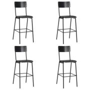 vidaXL Barstolar 4 st svart massiv plywood stål