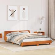 vidaXL Sängram utan madrass vaxbrun 120x190 cm massiv furu